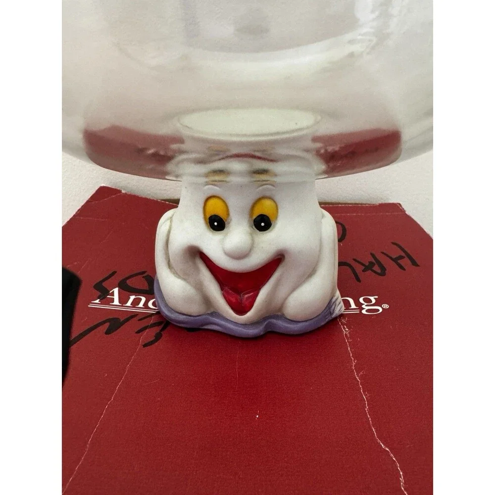 VTG LG Anchor Hocking Ghost Centerpiece Bowl Halloween Porcelain Base Orig Box
